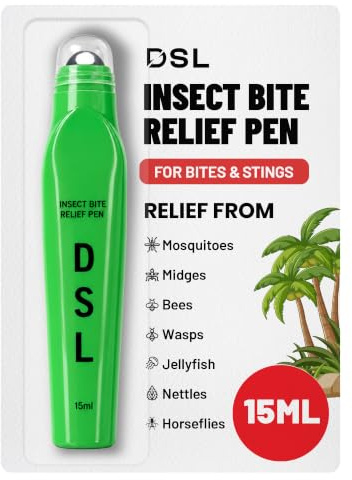 DSL Insect Bite Relief Pen 15ml - Fast Acting Itch Relief for Mosquitos, Bees, Wasps, Nettles, and Bug Bite and Sting Relief, Deet Free, Mosquito Bite Relief for Adults & Kids