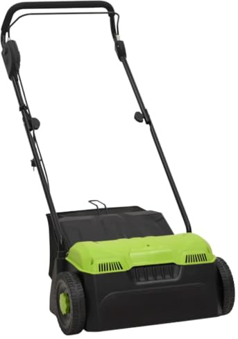 2-i-1 elektrisk gräsmatta, 1 500 W med 36 cm arbetsbredd, 30 l uppsamlingsväska, justerbar arbetshöjd, ABS och stål, perfekt för gräsmatta, moss-borttagare, aerificerare och trädgårdsmaskin