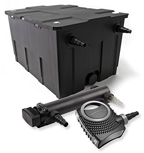 SunSun Kit complet: CBF-550 Filtre de bassin jusqu'à 60000 L Biologique, NEO10000 SuperECO pompe de filtration 10000l/h 80W, CUV-336 lampe uv UVC Clarificateur avec 36W
