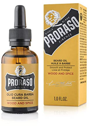 Proraso Beard Oil, Wood and Spice, 30ml, Scented Beard Softener For Men Softens and Protects Long, Bristly Beards, Made in Italy