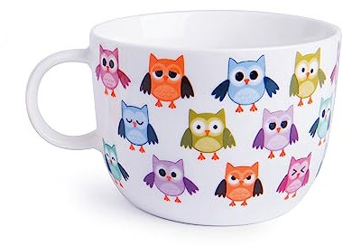 Excelsa Tazza Jumbo Gufo, 450 ml, Porcellana, Bianco, Multicolore, 1 unità (Confezione da 1)