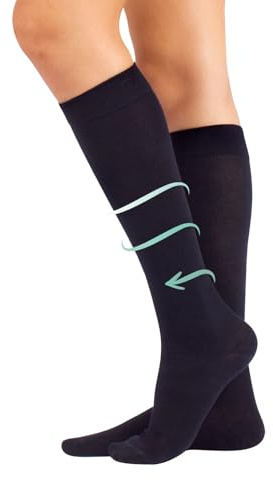 CALZITALY Gambaletti Compressione Graduata Media | Calzino Contenitivo 14-16 Mmhg | Calze Unisex In Cotone |S-M-L-XL-XXL (M, Blu)