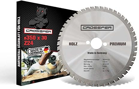 Metal Duro HM Sierra circular 350 x 30 Z24 LFZ dentado plano – Hoja de sierra para sierra circular de mesa, sierra circular de mano, sierras de inglete y sierras circulares basculante.