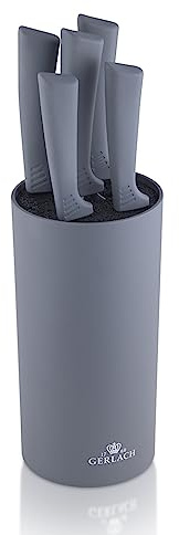 Gerlach G02-0994M-ZENK-05PU-S5S1-01 - Juego de cuchillos de cocina en bloque Smart Grey-G02-0994M-ZENK-05PU-S5S1-01, acero inoxidable