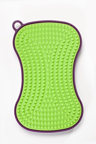 Kochblume Scrubby | Reinigungsschwamm aus Silikon | Premium-Silikon | Hitzebeständig | Spülmaschinenfest | Für leichte und hartnäckige Verschmutzung | Farbe: lila/limette