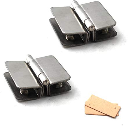 Bisagras de armario de vidrio abrazadera de bisagra de puerta de acero inoxidable para puerta de ducha vienen con tornillos para vidrio de 5-8 mm de espesor (Paquete de 2)