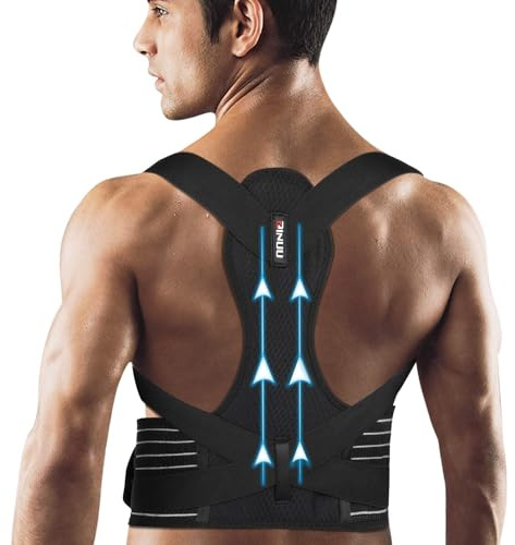 ZINUU Posture Corrector Men and Women, Back Brace Posture Corrector with Adjustable Breathable Upper Back Straightener for Relief Back Pain and Posture Correction (Waist 27'-47')