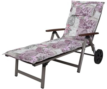 Kettler Polen KETTtex 0798 Auflage Rollliege Rom 0798 rosa-grau Blumen Landhaus 195x60x9 cm (ohne Liege)