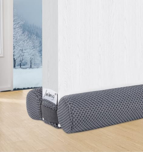 fowong Prime Verstellbare Zugluftstopper für Türen 70-90cm, Upgrade Doppelseitiger Türdichtung für Türen, Waschbar-Energiesparend-Isolierung, Kalte Luft Insekt Blockiert, Unterspalte 1.8-5cm,Grau