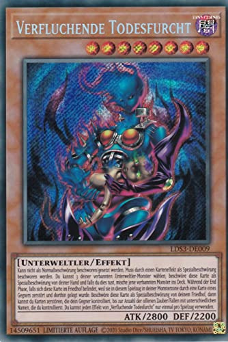 TCG LDS3-DE009 - Verfluchende Todesfurcht - Secret Rare - Deutsch - 1. Auflage - im Set mit Ultrapro Toploader - Yugioh