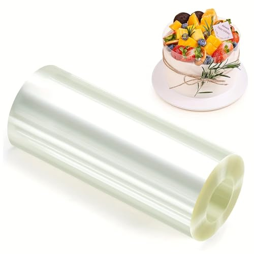 trabag Tortenring Hoch 20cm, Wiederverwendbare Tortenfolie für Torten-Dessert-Dekoration, Tortenrandfolie Zum Dekorieren Von Mousse Und Schokoladendesserts,Transparent Tortenrandfolie, (20cm Breit)