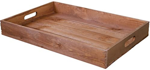 Vassoio da portata in legno, 60 x 40 x 8 cm, vassoio decorativo per la colazione, vassoio da portata (marrone)