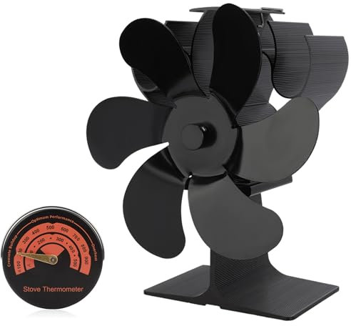 Holzofenventilator (2 Tage Got) Holzofenventilator, große 6 Flügel, Holzbrenner, Kaminventilator, wärmebetriebener Öko-Kaminventilator, leise für Zuhause, Holzbrenner/Kamine