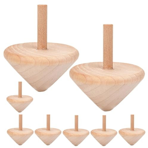 EXCEART Holzkreisel Für Kinder 8 Holzkreisel Spielzeug Holzkreisel Kunsthandwerk DIY Zeichnung Kreiselspielzeug Leeres Holzkreiselmodell Holzkreisel Malerei Beige