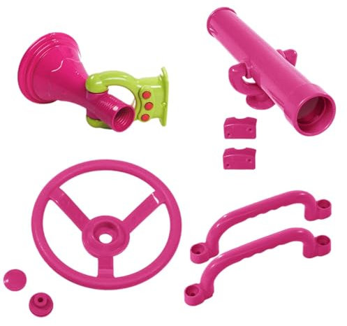 MagiDeal 4x Playground Accessories,Pirate Ship Wheel for Kids,Pink Parts,Trumpet Swingset Attachments for Backyard,Treehouse,Swingset