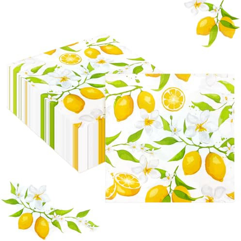 LYLIDIA 100 servilletas de papel de limón, 33 x 33 cm, servilletas de verano para bodas, bautizos, cumpleaños, confirmaciones, fiestas