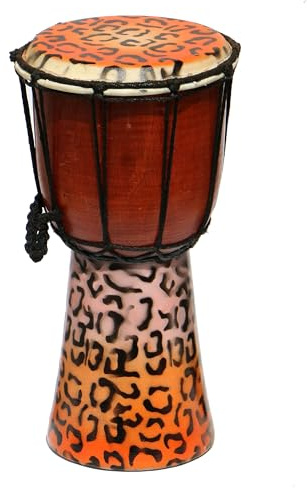 Wogeka - 30 cm Djembe - Bongo mit Airbrush-Bemalung Leooard Leo als Geschenk-Idee Afrika Style Drum Trommel 19