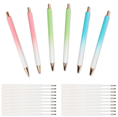 6 Stück Kugelschreiber hochwertig mit 20 Kugelschreiberminen(10Blau+10Schwarz),Kugelschreiber Set in Schule Und Büro,Tintenroller für Schule Tintenstifte,Kulischreiber Aesthetic für Bürobedarf