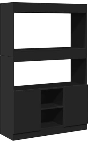 vidaXL Hoge kast 92x33x140 cm bewerkt hout zwart