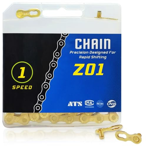 Gold Single Speed Bike Chain,1/2x1/8 Inch 114 Links Bike Chain for Road Bike Mountain Bike