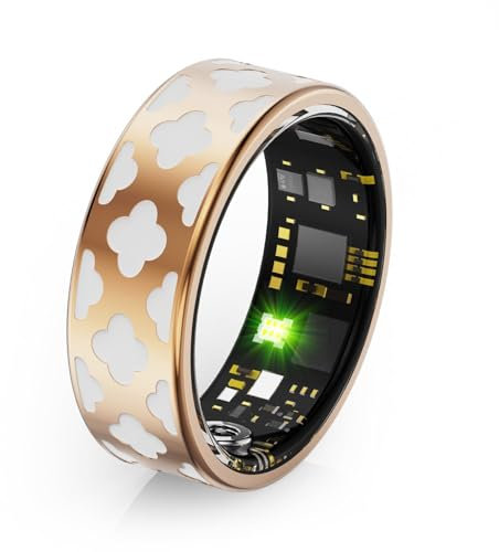 Smart Ring Smartringe für Damen Smart Ring Android Fitness Ring Schlaftracker Herzfrequenz SpO2 Kalorie Distanz Messung Schrittzähler Rosegold, 9