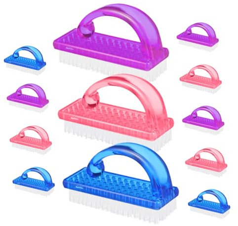 Gatuida 12pcs Dust Brush Nail Cleaner Plastic Handle Grip Fingernail Brush for Nail Manicure Tools