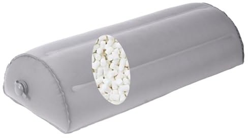 Coussin de soutien gonflable avec mousse à mémoire de forme pour jambes, dos, chevilles, genoux et cou - Coussin d'air en demi-lune avec auto-gonflage - Léger, TPU et fibre de lait - Coussin de voyage