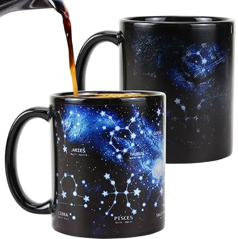 Mugkiss Mystical 12 Zodiac Constellations Color-Changing Mug - Enchanting Picture-in-Picture Design, Premium Ceramic Cup for Coffee Lovers!