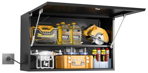 TIMELESS PIECES Hängeschrank Metall Abschließbar Werkzeugschrank Schwarz | Werkstattschrank Metall Wandschrank mit Verstellbarem Regal Stahlschrank für Garage Werkstatt Badezimmer Küche 50x80x32cm
