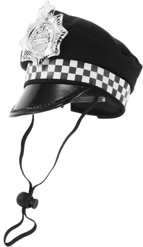 FIXOSHEE Verstellbare Hundepolizeimütze Kostümhut für Mittelgroße Hunde Cartoon Haustier Kostüm Kopfbedeckung für Party Bühne und Feiertage Polizei Design Pet Police Costume Hat
