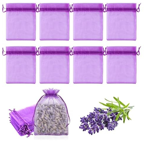 HMCEY 20 Piezas Bolsa Organza Pequeña 7x9 CM,Bolsitas de Lavanda Vacíos,Bolsas de Regalo Tul Con Cordón,Saquitos de Regalo Boda Transparente,Bolsas para Guardar Joyas,Bolsa de Dulces Cumpleaños