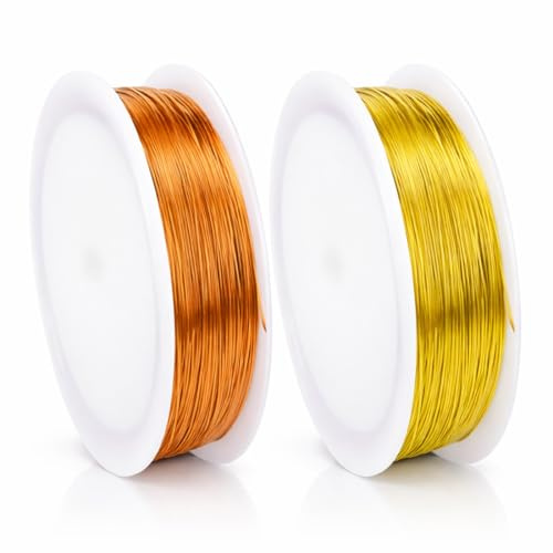 2 Rotoli di Filo di Rame, Filo per Gioielli, 0.2mm Filo di rame nudo Filo filo perline, per Artigianato, Creazione di Gioielli Fai da Te,filo di rame per gioielli,fil di ferro modellabile