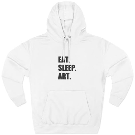3dRose Eat Sleep Art - devoted artist. arty student. passionate hobby painter Three-Panel Fleece Hoodie White/S