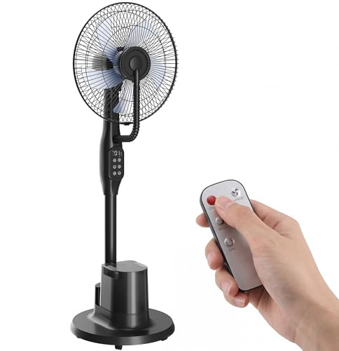 HOMCOM 90 W tyst dimfläkt, stående fläkt, 128 cm, 70° oscillation, 3 hastigheter, 3 lägen, 3,5 l vattentank, fjärrkontroll, 8 h timer, för hem, kontor, svart