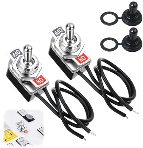 2 Pièces Interrupteur a Bascule 2 Positions Étanche, 3A 250V 6A 125V | interrupteur 12v etanche ON OFF SPST pour Voiture Camions Bateaux Modification Électrique, avec Capuchon Étanche