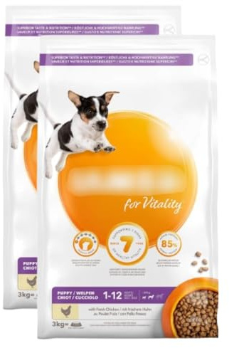 (2 Pack) Puppy & Junior Dry Dog Food 3kg - Chicken - With Proactive Nutrition, Is Rich In Succulent Roast Chicken, With Selected Natural Ingredients