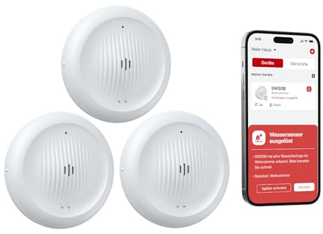 X-SENSE WLAN Wassermelder mit Frostwarnung, Tieftemperatur-Melder, Smarter Sensor mit App-Benachrichtigungen, für Küche, Bad und Keller, kompatibel mit der X-SENSE Home Security App