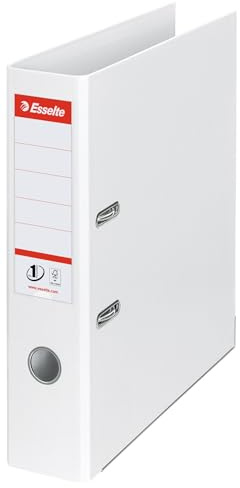 Esselte, Classeurs à levier A4 N°1, Blanc, Dos de 75 mm, Plastique, Lot de 10, Gamme Vivida, 811300