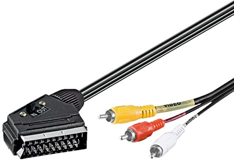 Goobay 50365-GB Scart-Adapterkabel; Scart zu Composite Audio Video; IN/OUT Scartstecker (21-Pin) > 3x Cinch-Stecker, 3 Meter