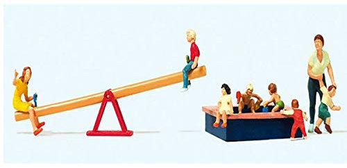Preiser 10587 Spielende Kinder. Wippe, Sandkasten Spur H0 1:87