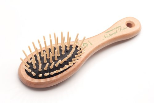 Natur-Haar-Bürste Holz Fripac-Medis Natural Line Oval, 6-reihig, zum täglichen Durchkämmen und Entwirren der Haare, abgerundete Borsten, antistatisch für unterwegs