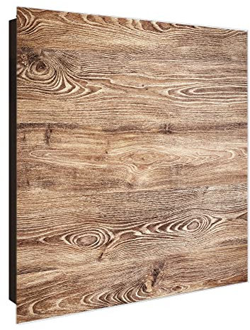 banjado Großer Schlüsselkasten Glas - Schlüsselbox 30x30cm mit 50 Haken - Schlüsselkasten modern für Schlüsselaufbewahrung mit beschreibbarer, magnetischer Glastür - Motiv Maserung