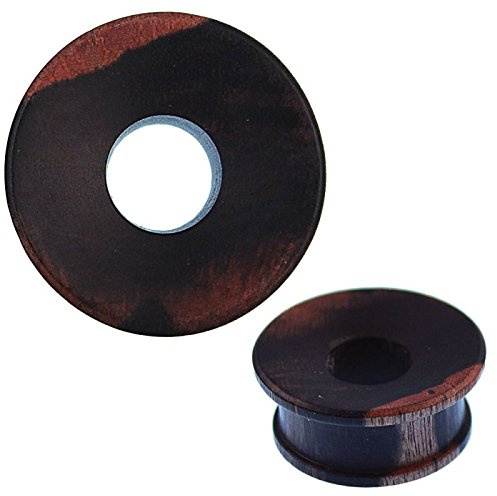 CHICNET Flesh Tunnel Holz Pilz Form Eisenholz flach handgeschnitzt Tribal Plug Expander 22 mm