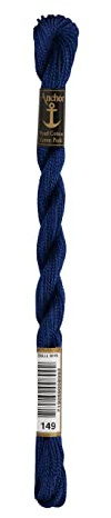 Anchor Perlgarn Stärke 5 4585000-00149 tintenblau Stickgarn, 100 % Baumwolle, 5g Strängchen