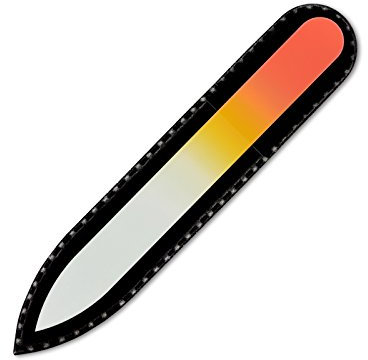 Mont Bleu Lime à ongles en verre coloré livrée dans un étui de velours noir, de petite taille - Lime en verre trempé fabriquée en République tchèque