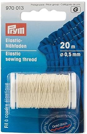 Prym 970013 Elastic-Nähfaden 0,5 mm rohweiß, Weiß, Naturweiß