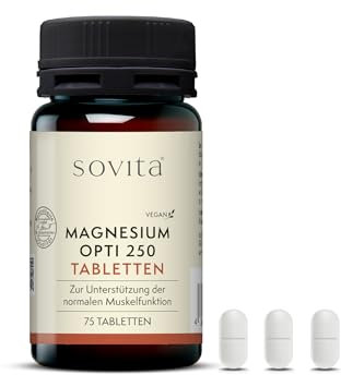 sovita Magnesium Opti 250 Kapseln | Hochdosiert & Vegan | Für Muskeln, Nerven & Energiestoffwechsel