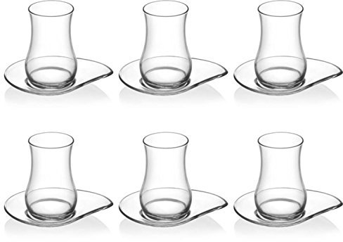 Güraller 12 bicchieri da tè turchi ceramici da 170 ml, set da 12 pezzi, moderni, lavabili in lavastoviglie