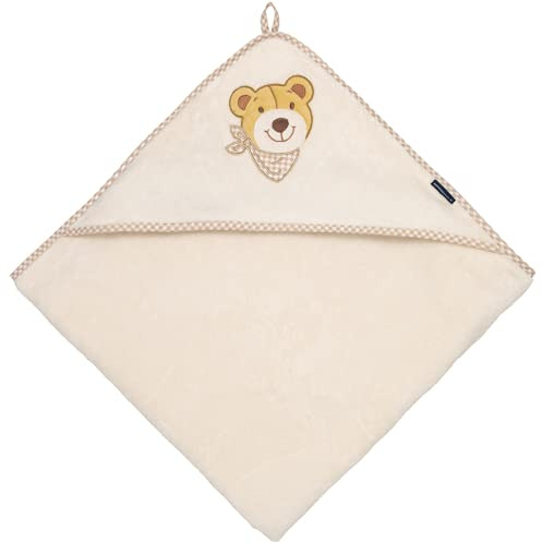 Morgenstern Kinder Kapuzenhandtuch 100 x 100 cm beige Creme Badehandtuch Kapuze 100% Baumwolle