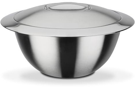 GSW Stahlwaren GmbH – Cuenco para Mezclar (con Tapa, 22 x 12,5 cm, 3,2 L, Acero Inoxidable, Plata, 30 x 22 x 12,5 cm